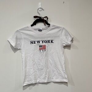 Classic White New York USA Crop Top